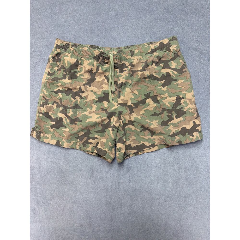 COLUMBIA Drawstring Short Court Womens Camo Print Size LG Green